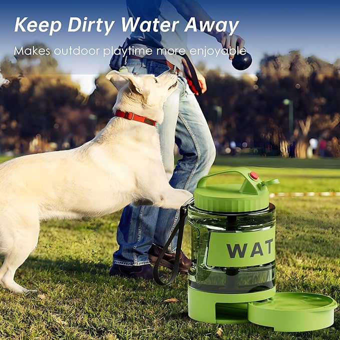 77oz Dog Water Dispenser, Camping Essentials, Large Travel Bottle with Pull-Out Drinking Bowl, Portable Beach Accessories, Car Water Container for Dogs, BPA Free
