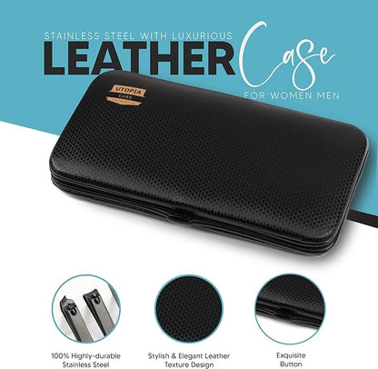 Utopia Care - Manicure Kit for Women and Men, Manicure Set with Nail Clippers or Nail Kit Includes Fingernail & Toenail Clippers,18-Pcs Pedicure Kit Stocking Stuffers with Travel Case - Black