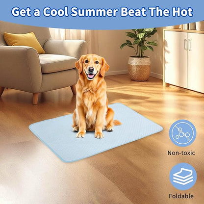 Dog Cooling Mat, Durable Machine Washable Pets Cool Pad, XX-Large, Blue