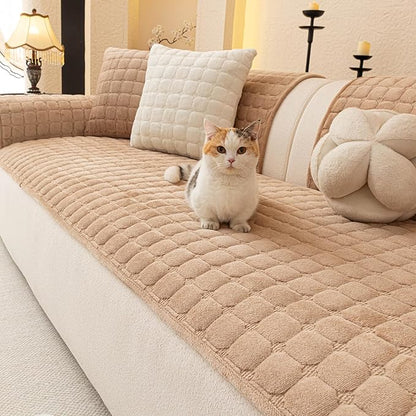 Velvet Couch Covers for Dogs, Dog Sectional Couch Covers, Pet Couchs Cover for Loveseat, Couchs Protector for Dogs, Sectional Sofa Cover for Pet Washable(1PC,Khaki,27.6"×59")