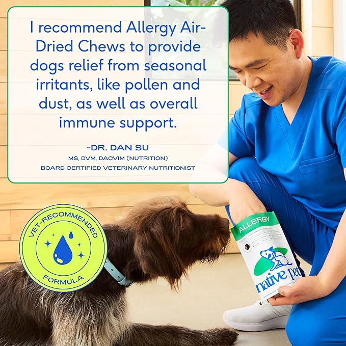 Native Pet Dog Allergy Chews - Dog Allergy Relief for Medium Breeds - Supports Seasonal Itch Relief, Healthy Immune Function & Reduces Sneezing - Colostrum, Spirulina, & Probiotics - 30 Days Supply