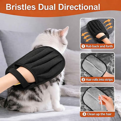 2 PCS Pet Hair Removal Glove for Cats and Dogs - Electrostatic Pet Hair Remover Glove, Reusable Brush Pet Hair Remover for Couch, Carpet, Car Seat & Laundry