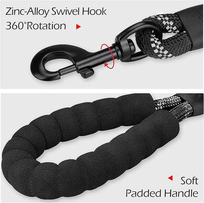 PoyPet Dog Harness and Leash Combo, Escape Proof No Pull Vest Harness, with 5 Feet Leash, Reflective Adjustable Soft Padded Pet Harness with Handle for Small to Large Dogs(Black,L)