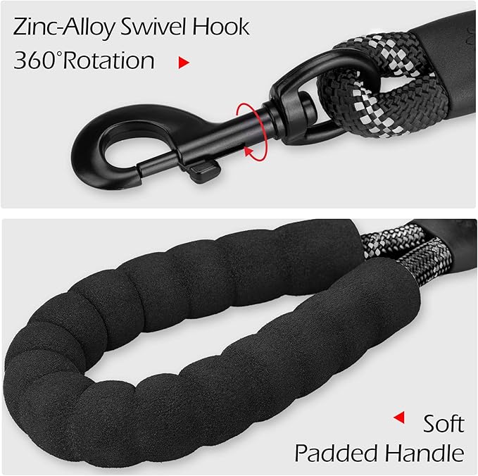 PoyPet Dog Harness and Leash Combo, Escape Proof No Pull Vest Harness, with 5 Feet Leash, Reflective Adjustable Soft Padded Pet Harness with Handle for Small to Large Dogs(Black,M)