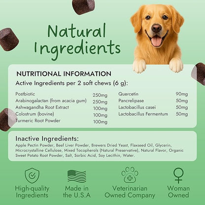 Pet Vet Allergy Relief Chews for Dogs (Beef Liver) – Itchy Skin Relief for Dog Allergies – Skin Irritation Treatment, Allergy Chews, Pet Probiotics – Dog Health