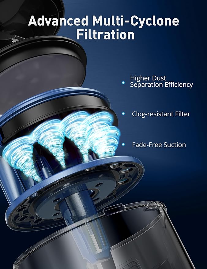 Aspiron 1700W Canister Vacuum Cleaner, 45Kpa Bagless Vacuum Cleaner, Multi-Cyclonic Filtration, 2 Anti-Allergen HEPA Filters, 3.5QT Dust Cup, 4 Tools, Corded Vacuum for Hard Floor, Pet Hair, Sapphire