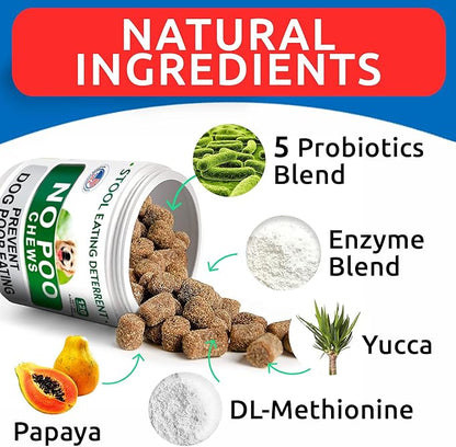 BARK&SPARK No Poo Chews for Dogs - Coprophagia & Stool Eating Deterrent with Probiotics, Digestive Enzymes & Breath Aid Support - Stop Dog Poop Eating