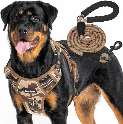 Beebiepet Heavy Duty Tactical Dog Harness for Large Dogs, No Pull Adjustable Pet Harness Reflective Service Training Easy Control Pet Vest Military K9 Working Dog Harnesses-X- Large, Desert Camo