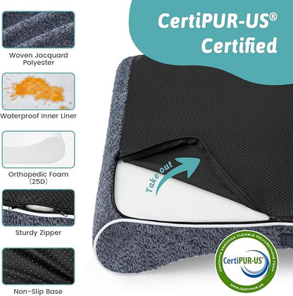 COZY KISS Orthopedic Dog Bed for Extra Large Dogs up to 140 lbs - Removable Washable Cover with Waterproof Lining, Cotton-Polyester Blend Boat-Shaped Lounger Mattress, XL(51x36x8in), Blue