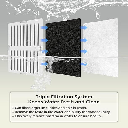 8 Pack Cat Fountain Filter Replacement, Triple Cupcake Cat Fountain Filters, 8 Pet Fountain Carbon Filters and 2 Foam Filters for Ceramic Cat Water Fountain