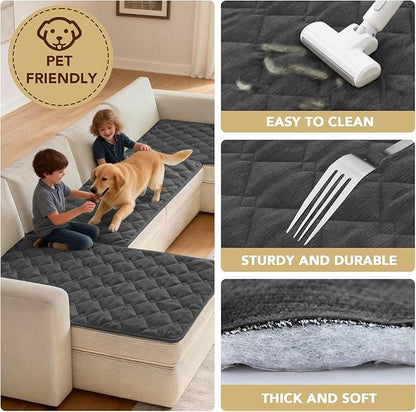 H.VERSAILTEX Chenille Couch Cover for Dogs Washable Soft Fuzzy Chair Covers Armchair Sectional Sofa Cover Thick Pet Couch Cover Protector Non-Slip Dog Bed Cover(Grey, 28" x 34")