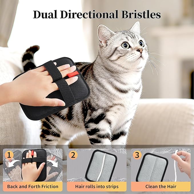Pet Hair Remover,Static Electricity Grooming Mitt Tool,Machine-Washable for Dog Cat Hair Effortless Lint & Fur Remover for Couch,Carpet,Furniture & Car Seat（1PCS ）