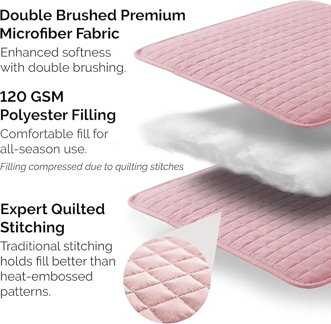 Southshore Fine Living, Inc. Pink King Quilt Set with 2 Pillow Shams, Stitched Lightweight Coverlet, King Size, Stain & Pet Hair Resistant Bedding Set, Fits Standard or California Beds, Pastel Pink