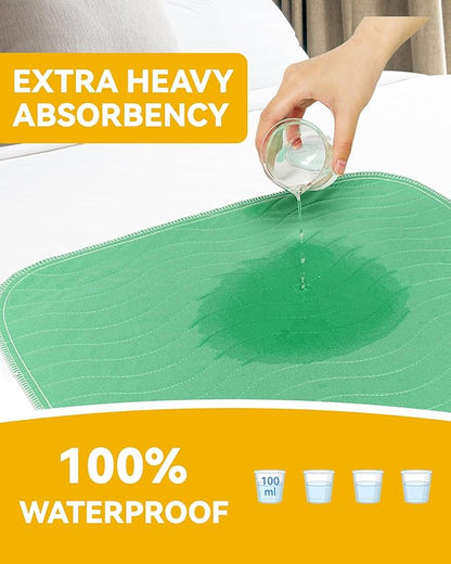 Washable Underpads Waterproof, 4 Pack 18" x24'' Heavy Absorbency Incontinence Bed Pads, Bed Wetting Pads for Babies, Kids and Pets, Soft Reusable Changing Pads for Bed