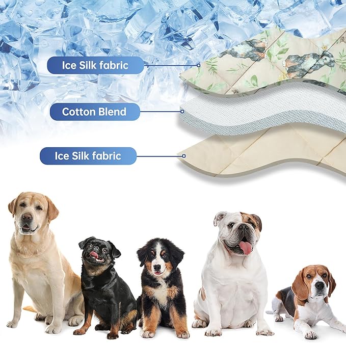 Dog Cooling Mat, Pet Washable Non-Toxic Summer Dogs Cats Cooling Pads Sleeping Kennel Mats Cool Ice Blanket for Indoor & Outdoor Dog Beach Essentials Brown Large