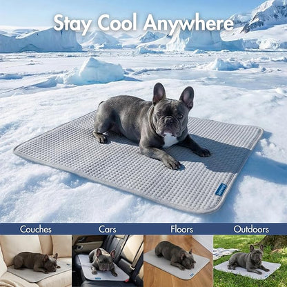 Spark Paws Cooling Mat for Dogs - Self Cooling Dog Mat & Pet Cooling Pad for Large, Medium & Small Dogs - Non-Toxic, Non-Gel Washable Cooling Bed - Waffle Grey - Size L