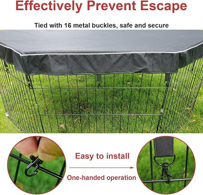 Dog Playpen Cover Sun/Rain Proof Top,Provide Shade and Security for Indoor and Outdoor,Dog Pen Cover Fits All 24 Inch 8 Panels Pet Playpen (Playpen not Include)