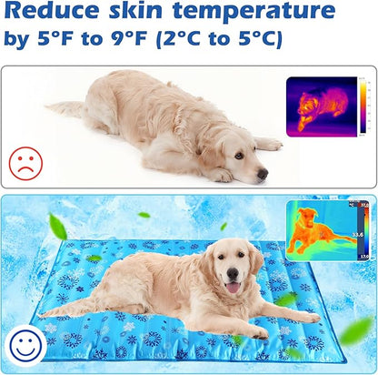 Dog Cooling Mat, Pet Washable Non-Toxic Summer Dogs Cats Cooling Pads Sleeping Kennel Mats Cool Ice Blanket for Indoor & Outdoor Dog Beach Essentials Gray 47.2 * 29.5IN