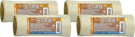 Cadet Stuffed Shin Bone - Highly Digestible, High Protein, Long-Lasting Dog Chew Bone for Aggressive Chewers, Supports Dental Health, Cheese Flavor, Large (1 Count) (Pack of 4)