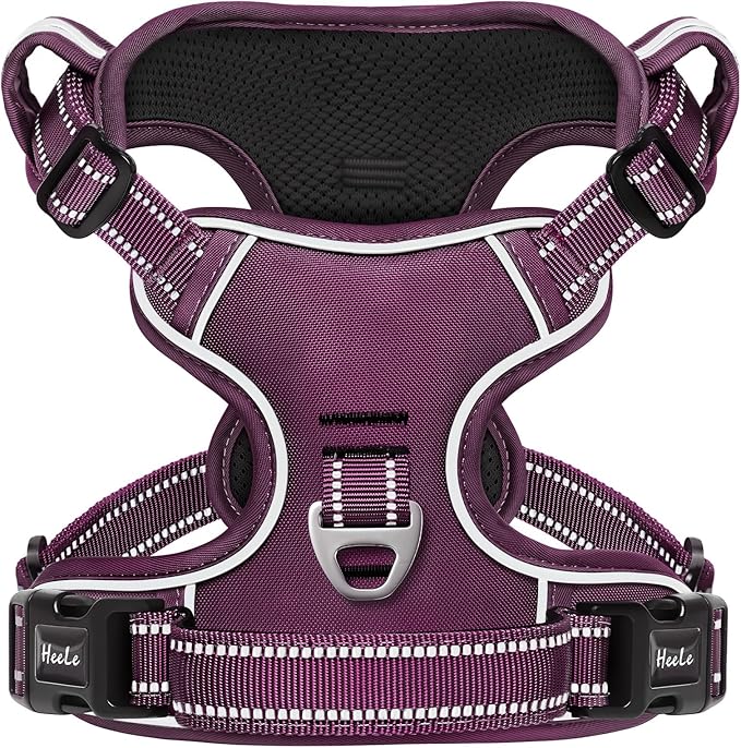 HEELE Dog Harness for Small Dogs No Pull Dog Vest Harness for Small Dog with Soft Padded Handle Reflective for Outdoor Training, Purple(Matching Trim), S