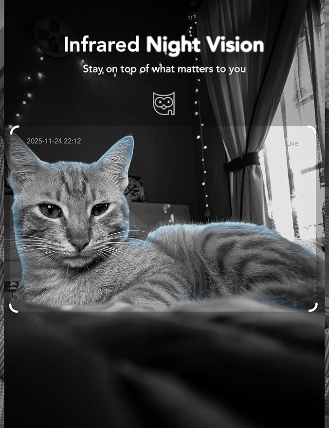 GNCC 2K Indoor Security Camera for Home, Pet Camera with Dual-Band WiFi, Mini Dog Cam with Phone App, Motion Detection, Works w/Alexa, Cloud Subscription Required, Fixed View, Plug-in, GC4