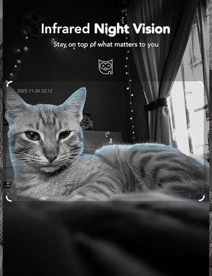 GNCC 2K Indoor Cameras for Home Security with Phone App, 2.4G/5G Mini Pet Cam w/Human/Motion/Sound Detection, Compatible with Alexa, Cloud Storage Subscription Required, Fixed View, Plug-in, 2 Pack