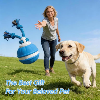 Moving Interactive Dog Toy - Automatic Rolling Wobble Ball for Indoor Play, Keeps Aggressive Chewers Busy, Interactive Fetch Toy for Small & Large Dogs, Puppies, and Adult Cats (Blue)