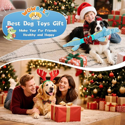 WOWBALA Interactive Tug of War Dog Toys for Small to Large Breeds-Squeaky Plush Puppy Toys with Crinkle Paper, Stuffed Chew Dog Toys to Keep Them Busy, Training Reward Gift (Blue)
