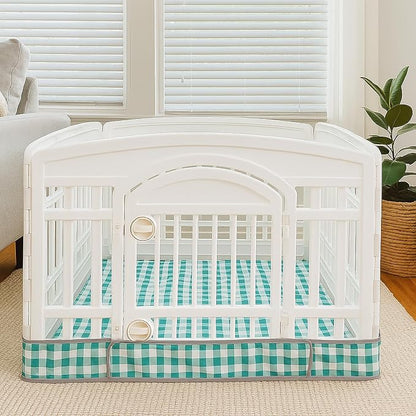 Dog Playpen Bottom Pad Fits for 36 Inch 4 Panels Exercise Pet Playpen, Dog Crate Pad Puppy, Hoop and Loop Design (Note: Playpen Not Included). (GreenCheck)