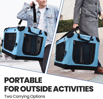 PEGIC Large Cat Carrier for Car Travel, Soft Sided Collapsible Pet Carrier for Outdoor and Indoor Uses, Roomy Extra Large Carrier for 2 Kittens, Large Cat or Puppies up to 50lbs (Teal)