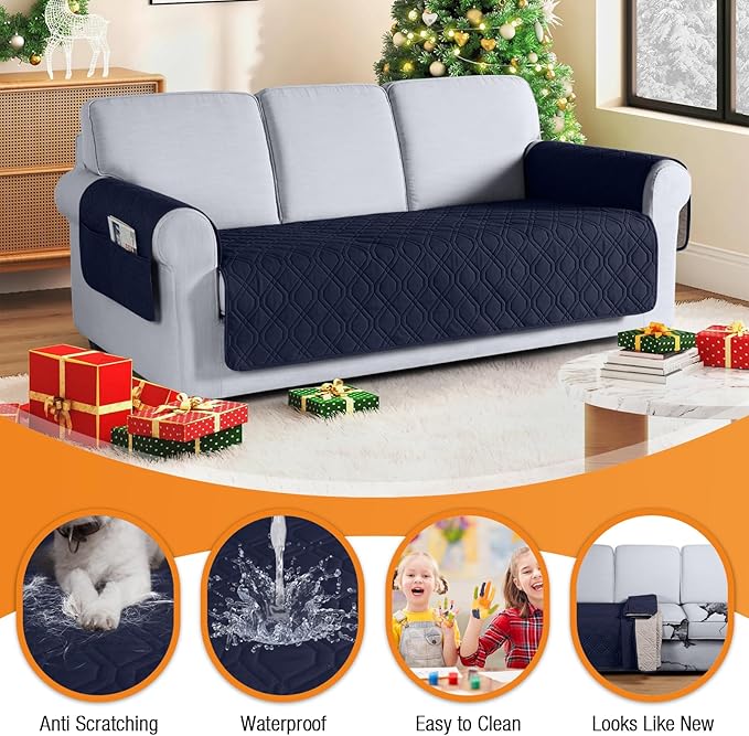VANSOFY Couch Cover, Waterproof Sofa Covers Washable Slipcover Furniture Protector Couch Seat Covers Non-Slip Couch Cover for Dogs, Pets(Sofa, Dark Blue)