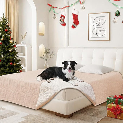 Waterproof Couch Covers for Pets, Waterproof Dog Bed Cover, Anti-Slip Soft Dog Blankets, Couch Cover for Dogs Washable, Pet Blanket for Puppy Large Dogs Cat (30x70 Inch, Beige)