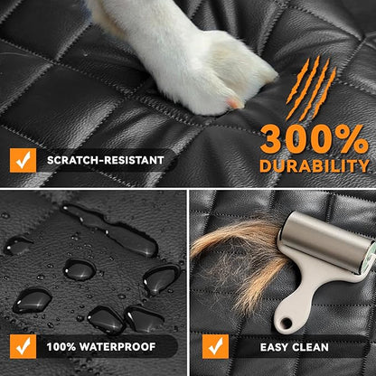 Dog Car Seat Cover for Back Seat,Waterproof Truck Back Seat Cover for Dogs ,Heavy-Duty Scratchproof Pu Leather Bench Seat Covers for Trucks Ford F150/Chevrolet Silverado/Ram1500/GMC Sierra/Toyota