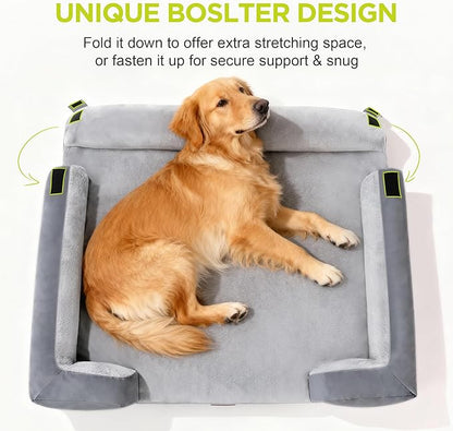 Orthopedic Dog Bed for Extra Large Dogs, XXL Waterproof Egg Crate Memory Foam Pet Bed Bolsters Dog Couch with Washable Cover & Non-Slip Bottom, 45 x 35