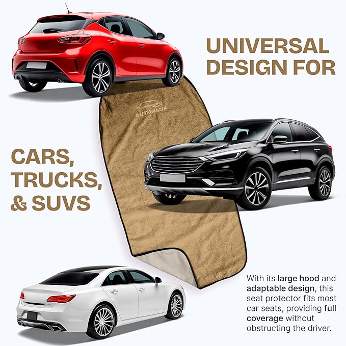 Waterproof Car Seat Towel Cover, Towel that Goes Over Car Seat for Sweat Protection, Quick-Dry Microfiber, Non-Slip Backing, Machine Washable, Fits Cars SUVs Trucks