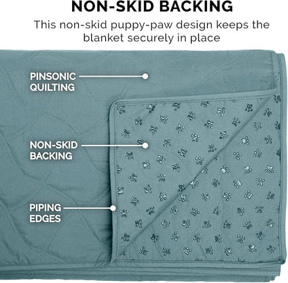 Furhaven Waterproof & Non-Slip King Size Mattress Cover Protector for Dogs & Cats, Washable, For Beds, Couches, & Car Seats - Quilted Twill Blanket Mattress Cover - Nile Blue, Jumbo/King Size