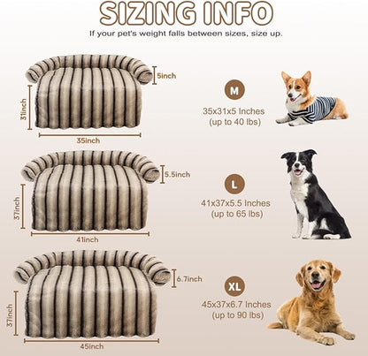 WATANIYA PET Large Dog Couch Bed, Fluffy Washable Couch Protector for Dogs with Removable Cover, Non-Slip Dog Sofa Bed, 41x37 Inch, Brown