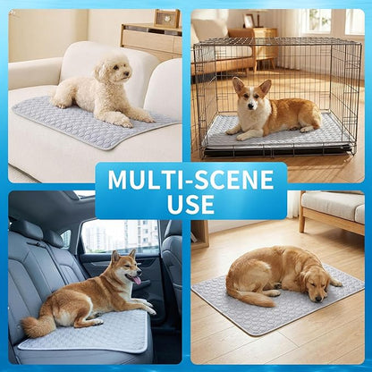 HAOMAIJIA Pet Cooling Mat for Dogs Thick Soft Washable Dog Cooling Mat Indoor Upgrade Waterproof Non-Slip Self Cooling Pad for Dog and Cat (Grey, 39'' x 59'' XX-Large)