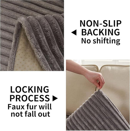HAOMAIJIA Waterproof Couch Cover for Dogs Washable,Faux Fur Pet Couch Covers for Sofa,Soft Dog Bed Cover Non-Slip Couch Covers for 3 Cushion Couch Sofa Pet Friendly (Grey, 35" x 95" 1 Pack)