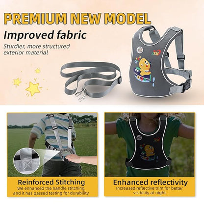 Safety Walking Harness for Big Kids 6-12, Anti-Elopement Vest Harness for Autism Special Needs ADHD, Reflective Leash with Handle for Autistic, Active Children, Adjustable Tether for Travel and Crowds