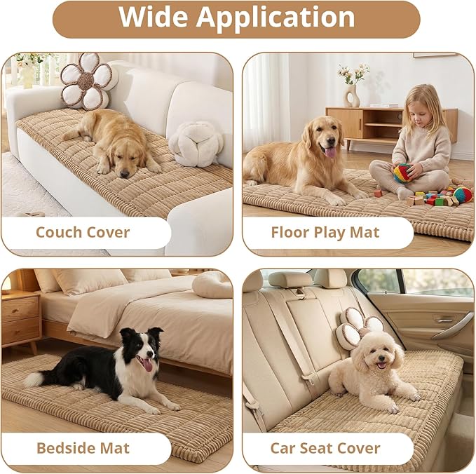 OstepDecor Washable Couch Cover for Dogs, Thick Pet Friendly Sofa Covers, Soft Couch Protector, Paw Cart Sofa Slipcovers, Cushion Protector for Leather, Sectional, Loveseat (35.4" x 35.4", Khaki)