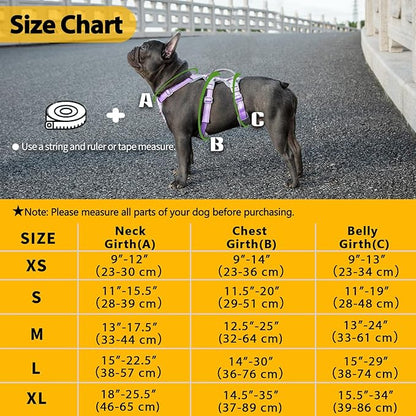 Huntboo Escape Proof Dog Harness, No Pull Reflective Harness with Lift Handle,Adjustable Pet Vest with Front and Back Leash Clips for Small Medium Large Dogs Walking Hiking Training(Lavender Purple,L)