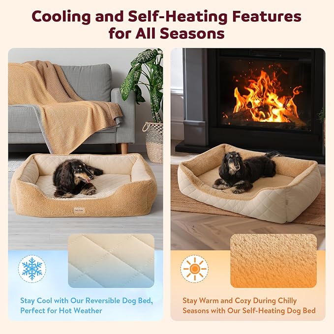 Cooling Orthopedic Dog Beds Large Sized Dogs - Memory Foam for Joint Pain & Arthritis, Big Dog Couch w/Washable Removable Cover & Waterproof Liner, Pet Bed w/Raised Bolster & Non-Slip Base