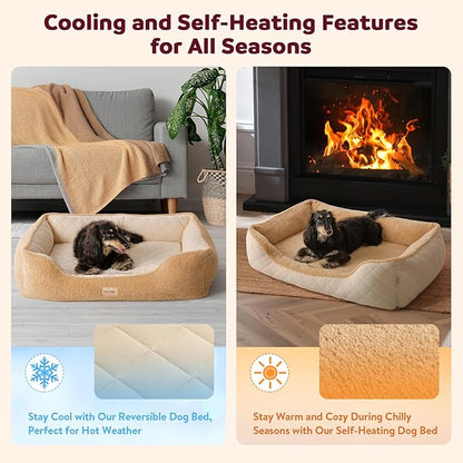Cooling Orthopedic Dog Bed for Small Dogs & Puppies - Memory Foam for Joint Pain & Arthritis, Pet Bed w/Washable Removable Cover & Waterproof Liner, Dog Couch w/Raised Bolster & Non-Slip Base
