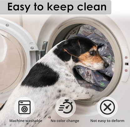Dog Cooling Mat, Pet Washable Non-Toxic Summer Dogs Cats Cooling Pads Sleeping Kennel Mats Cool Ice Blanket for Indoor & Outdoor Dog Beach Essentials Gray Medium