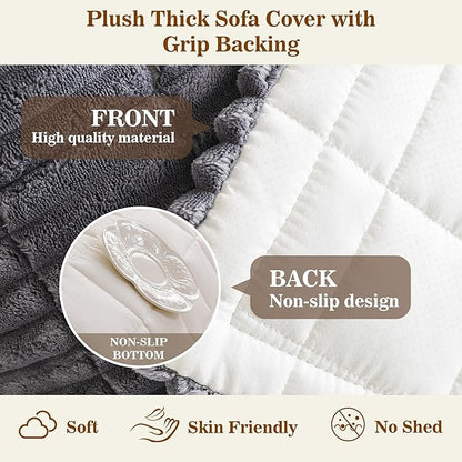 MYSKY HOME Couch Covers for 3 Cushion Sofa Pet Friendly, Couch Cover for Dogs, Sofa Covers for Pets Washable, Soft Non-Slip Sofa Slipcovers Furniture Protector Covers, Dark Grey, 27.6" x 70.9"