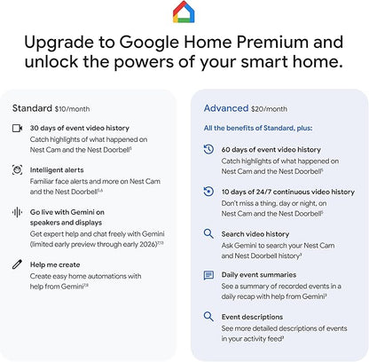 Google Nest Cam Indoor (Wired, 3rd Gen) - Security Camera with 2K Video and Gemini, Night Vision, 2-Way Audio, Works with Google Home - 2025 Model - Snow