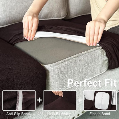 ANARACHON Leather Look Couch Cushion Covers Sofa Seat Slipcovers Sets Couches Furniture Protector for Sectional Armchair Loveseat Pets Kids Stretch Spandex Fabric (1 Cushion XL Sofa, Chocolate)