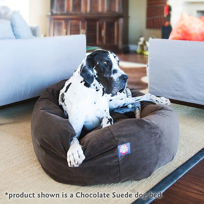 Majestic Pet 52 Inch Suede Calming Dog Bed Washable – Cozy Soft Round Dog Bed with Spine Support for Dogs to Rest Their Head - Fluffy Donut Dog Bed 52x35x11 (Inch) - Round Pet Bed X- Large – Sage