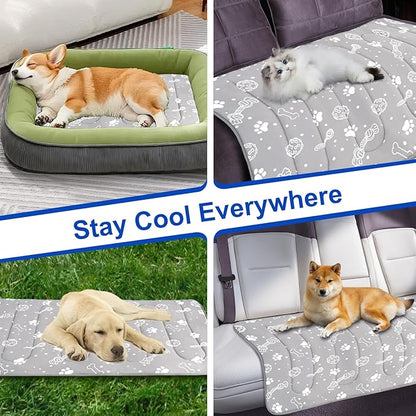 MH MYLUNE HOME Upgrade Cooling Mat for Pets, 44”x32” Cool-Chill Fiber Reinforced Padding, Heat-Absorbing Color-Changing Pet Pad, Foldable/Washable Summer Bed